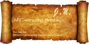 Jávorszky Menta névjegykártya